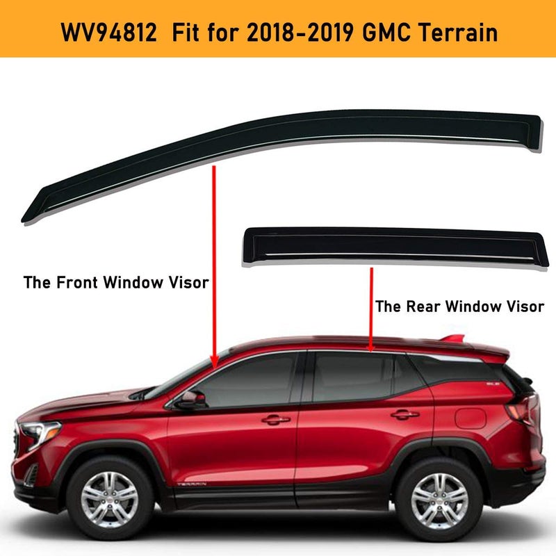 Lightronic Extra Durable Outside-Mount Auto Vent Window Visor, Fits 2018-2024 GMC Terrain, UV Protection Rain Guard, Original Wind Deflector, No-Drill Easy Install, Dark Smoke, 4-Pcs - Image 3